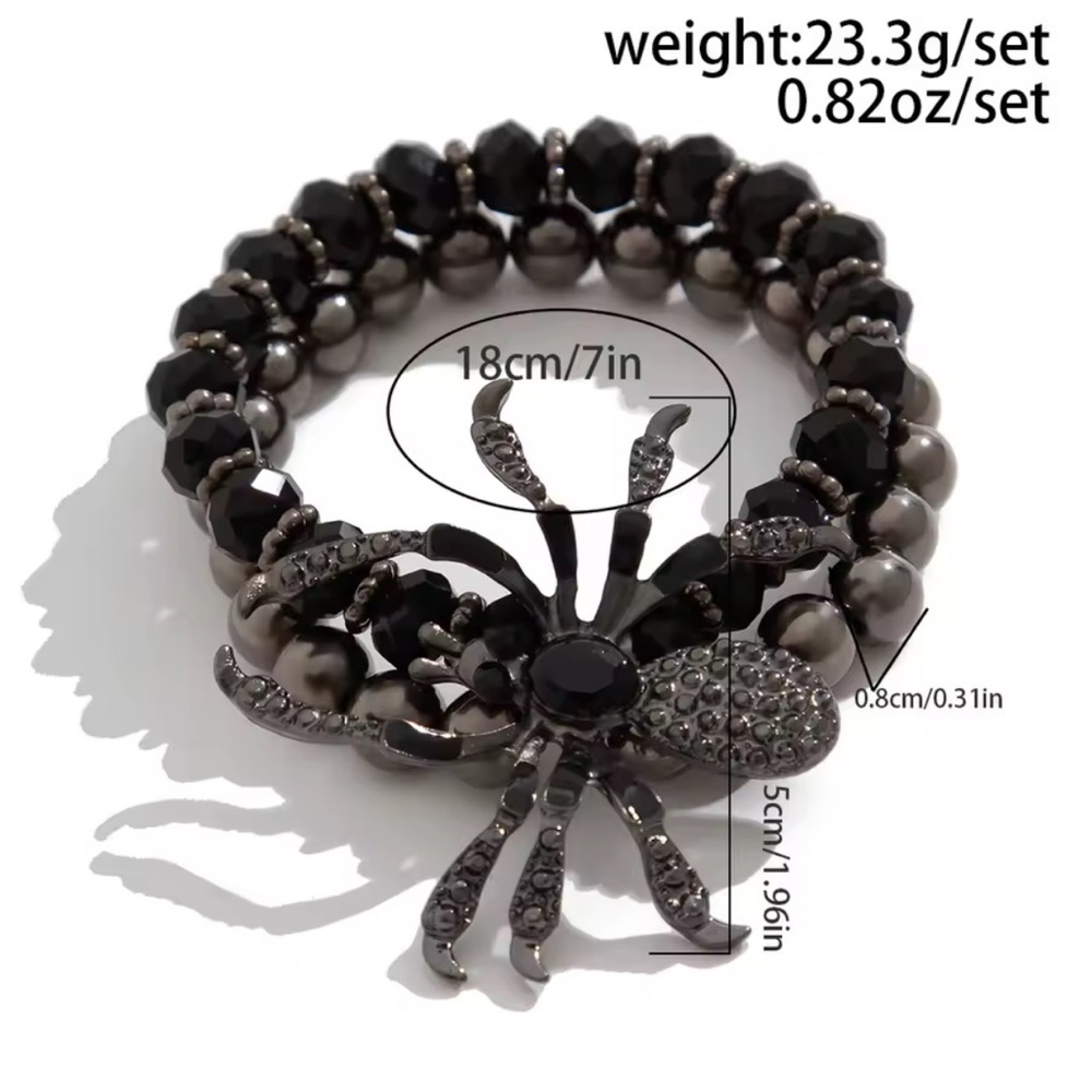 Halloween gothic party adjustable Black Beaded Spider Bracelet - Picture 4 of 9